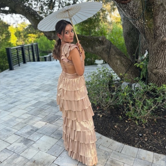 Gold / Champagne Mac Duggal Gown - Picture 2 of 3